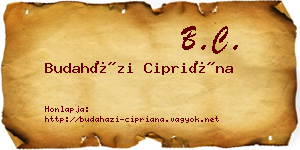 Budaházi Cipriána névjegykártya